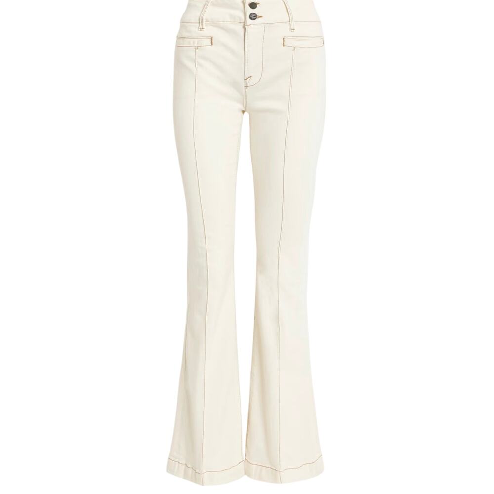 Frame High Rise Le High Flare Jeans, Ecru, Contrast Stitching, Women's Size 33